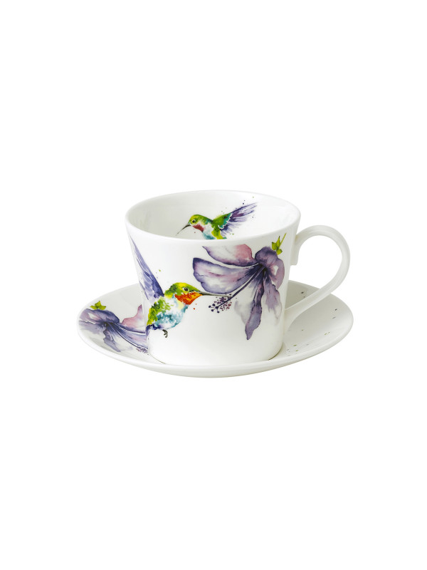 Hummingbird Design - Tea Tea Cup & Saucer t 